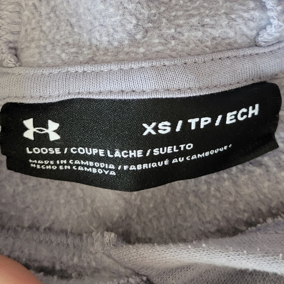 Under Armour Lavendar Gray Loose Boxy Fit Long Sleeve Hooded Sweatshirt - Picture 4 of 8